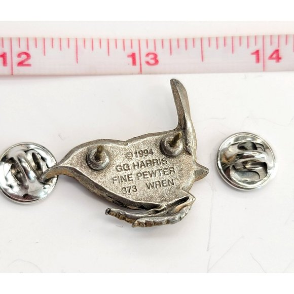 Wren Lapel Pin GG Harris Fine Pewter 373 Gold Gilt Vintage 1994 Brooch Ct547 - Picture 5 of 5